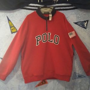 Polo fleece red white blue xxl